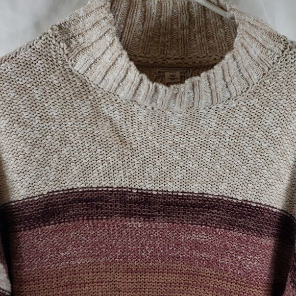 Melrose And Market Women's XXS Beige Red Green Striped Oversized Sweater - Picture 3 of 10